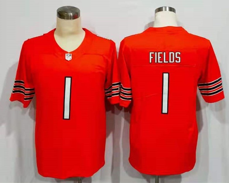 Men's Chicago Bears Justin Fields #1 Orange Jersey